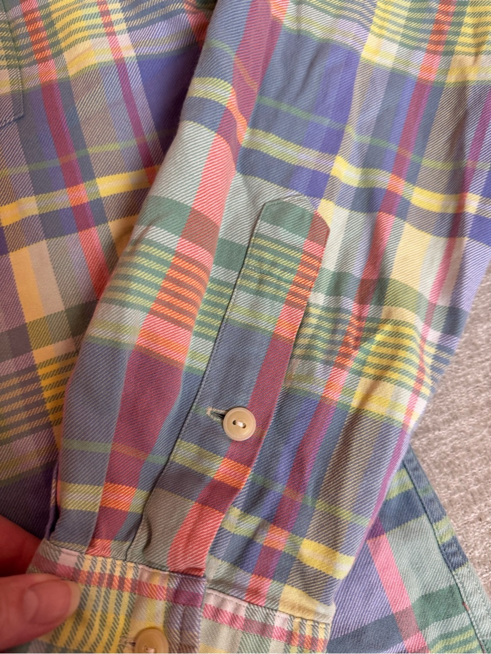 Ralph Lauren 90'sPastel Plaid Button-Down Shirt in Blue, Green, Pink, Yellow - Picture 6 of 11